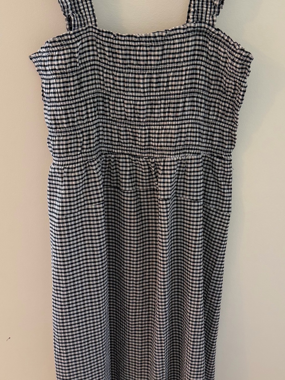 Old Navy Navy and White Gingham Smocked Maxi Dress XL